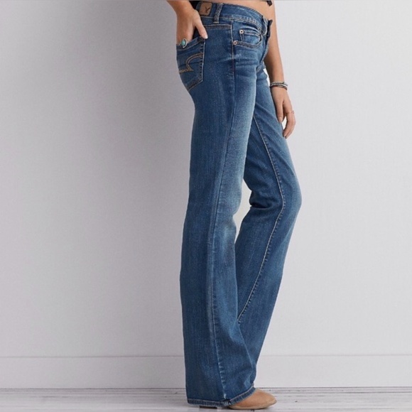 EUC American Eagle Favorite Boyfriend Jeans - Dark Wash - Size 8 Long - Picture 1 of 12